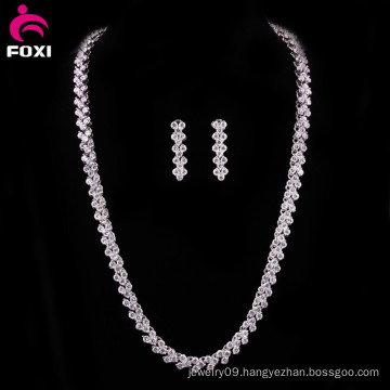 Luxury Fashion White AAA CZ Stone Earring Necklace Jewelry Sets